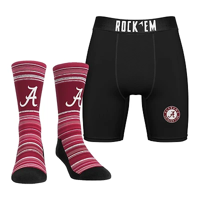 Lot de chaussettes et caleçons boxeurs Rock Em Socks Alabama Crimson Tide Primary Crew pour hommes