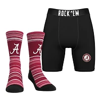 Lot de chaussettes et caleçons boxeurs Rock Em Socks Alabama Crimson Tide Primary Crew pour hommes