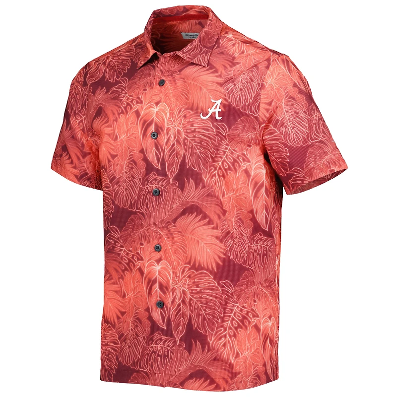 Men's Tommy Bahama Crimson Alabama Tide Big & Tall Coast Luminescent Fronds IslandZone Button-Up Camp Shirt