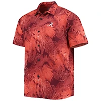 Men's Tommy Bahama Crimson Alabama Tide Coast Luminescent Fronds IslandZone Button-Up Camp Shirt