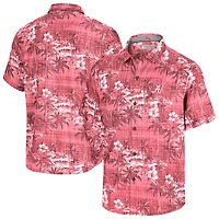 Men's Tommy Bahama Crimson Alabama Tide Coconut Point Palmetta IslandZone Camp Button-Up Shirt