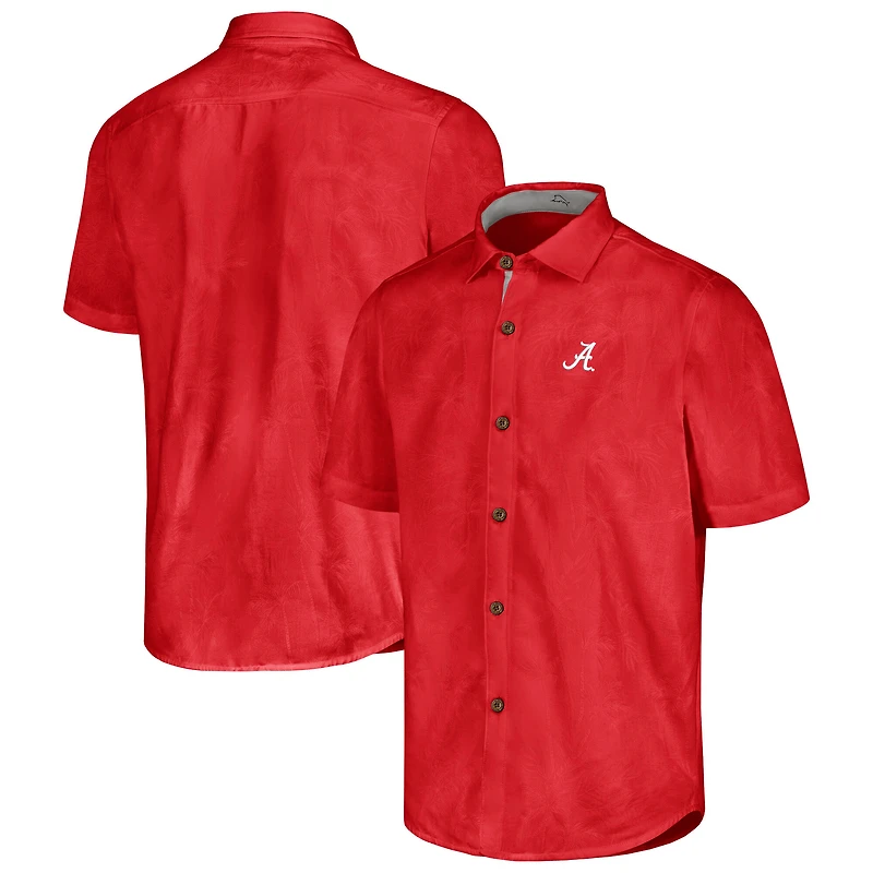 Men's Tommy Bahama  Crimson Alabama Tide Sport Coconut Point Palm Vista IslandZone Button-Up Shirt