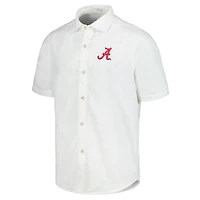 Men's Tommy Bahama White Alabama Crimson Tide Coconut Point Palm Vista IslandZone Camp Button-Up Shirt