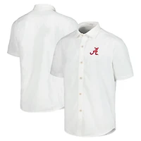 Men's Tommy Bahama White Alabama Crimson Tide Coconut Point Palm Vista IslandZone Camp Button-Up Shirt