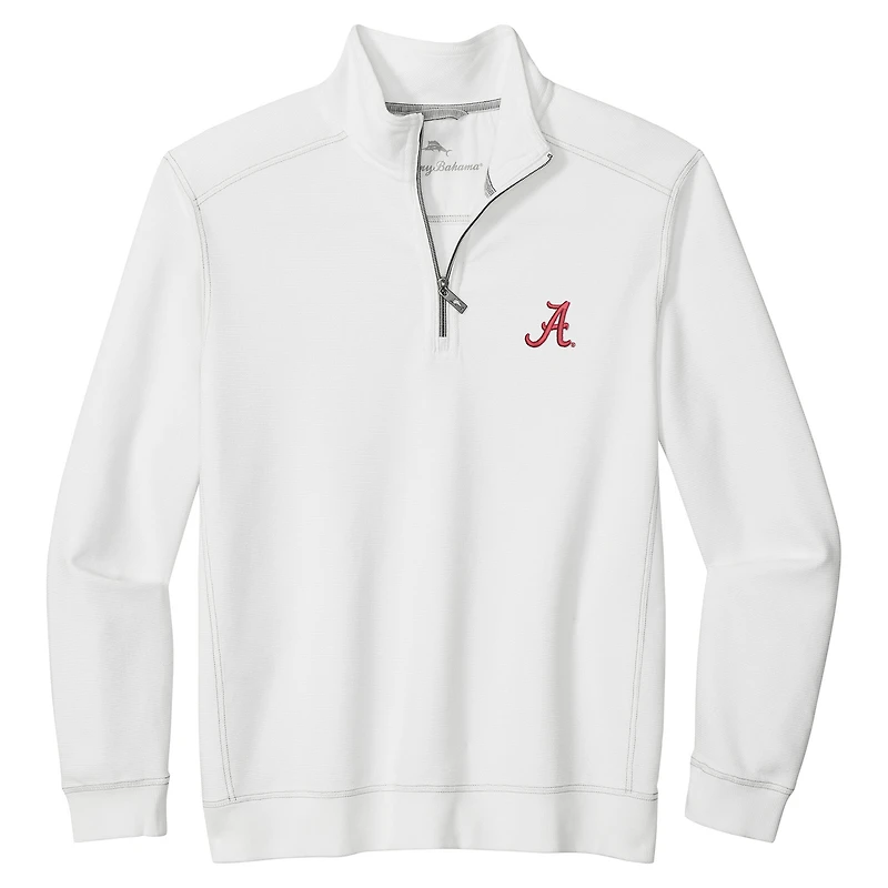 Veste mi-zippée Tommy Bahama blanche Alabama Crimson Tide Montego Bay pour homme