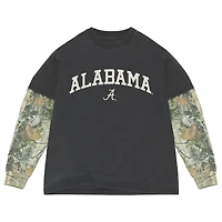 T-shirt à manches longues épais Uscape Apparel noir/camouflage Alabama Crimson Tide Back Bay Twofer pour homme