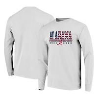 T-shirt à manches longues pour homme, blanc, avec drapeau des Crimson Tide de l'Alabama.