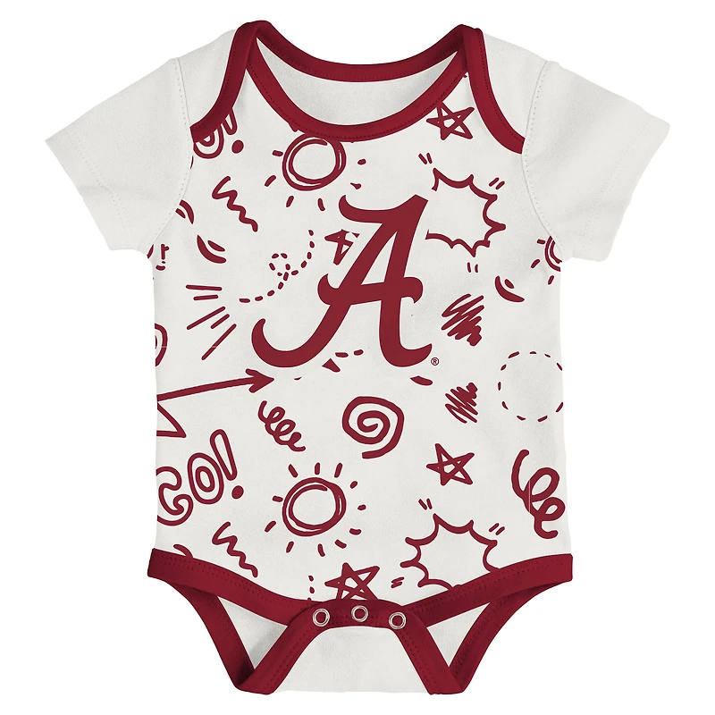 Newborn & Infant Outerstuff Alabama Crimson Tide Three-Pack All Day Play Bodysuit Set