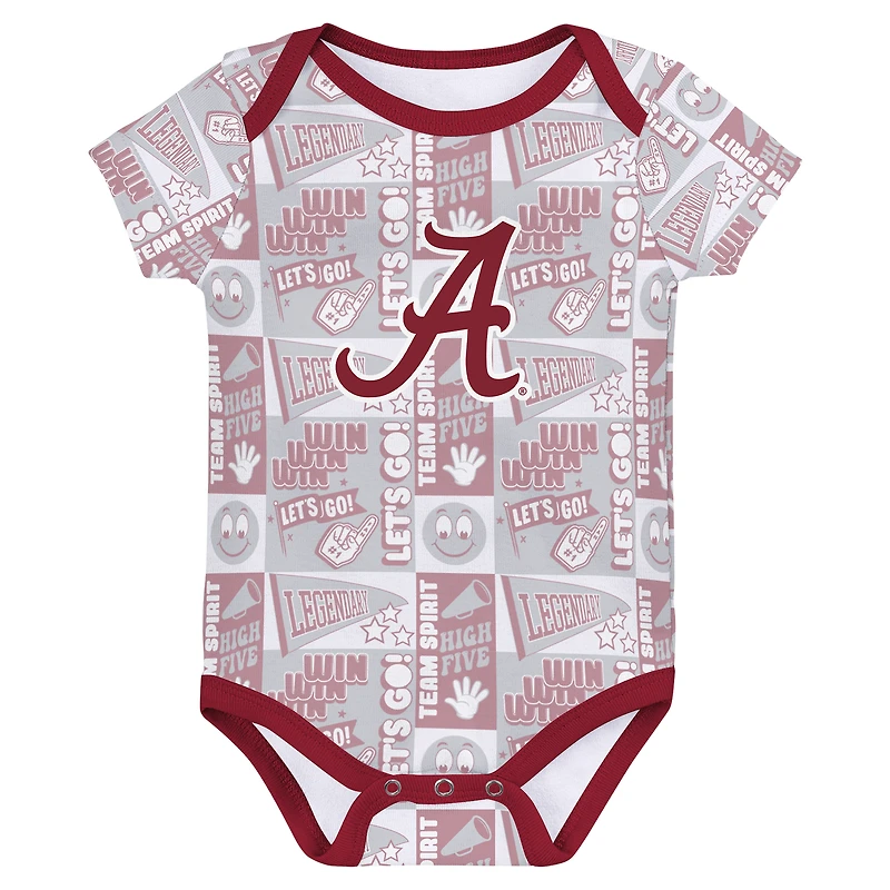 Newborn Crimson Alabama Tide Sunday Comics 3-Pack Bodysuit Set