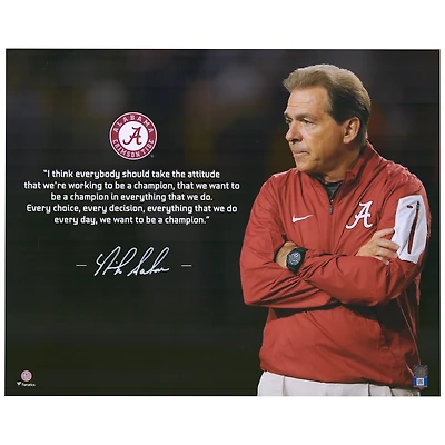 Nick Saban Alabama Crimson Tide Autographed 16" x 20" Red Quote Photograph