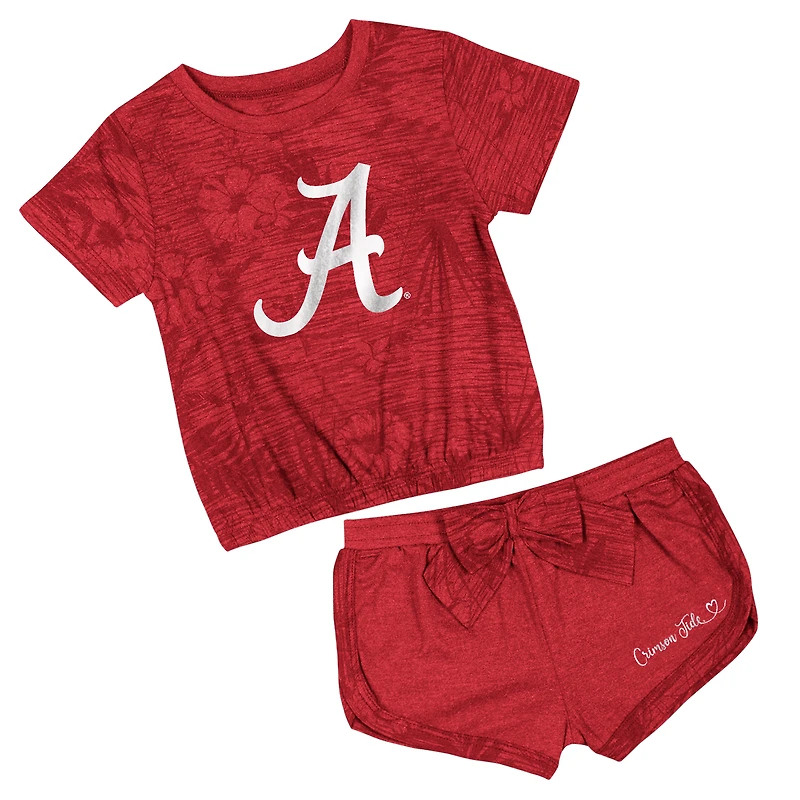 Ensemble t-shirt et short pour tout-petit Colosseum Crimson Alabama Tide Fern