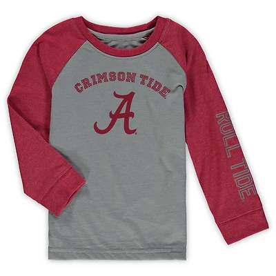 Toddler Colosseum Heathered Gray Alabama Crimson Tide Long Sleeve Raglan T-Shirt