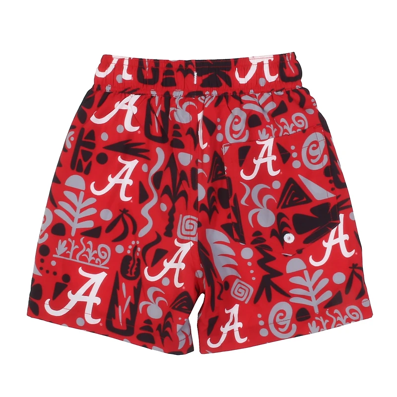 Toddler Wes & Willy Crimson Alabama Tide Allover Print Swim Shorts