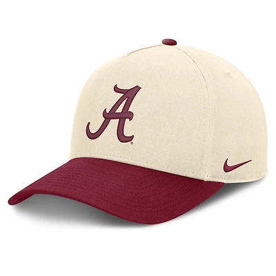 Casquette unisexe Nike Natural/Crimson Alabama Crimson Tide Campus Prep Rise ajustable