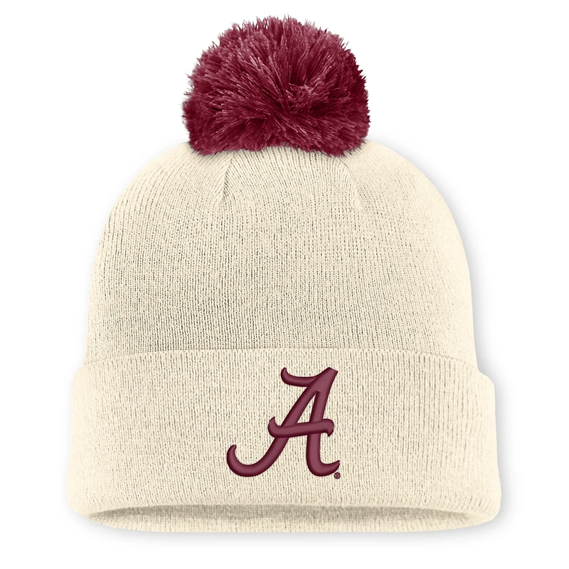 Bonnet unisexe Nike Natural Alabama Crimson Tide Campus Prep Script à revers et pompon