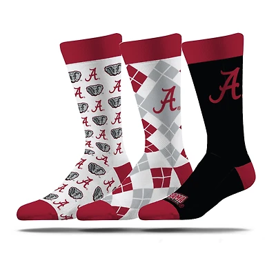 Lot de trois paires de chaussettes unisexes Strideline Alabama Crimson Tide Business Knit Crew