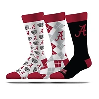 Lot de trois paires de chaussettes unisexes Strideline Alabama Crimson Tide Business Knit Crew