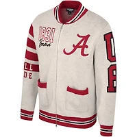 Unisex The Wild Collective Cream Alabama Crimson Tide Full-Zip Jacquard Sweater