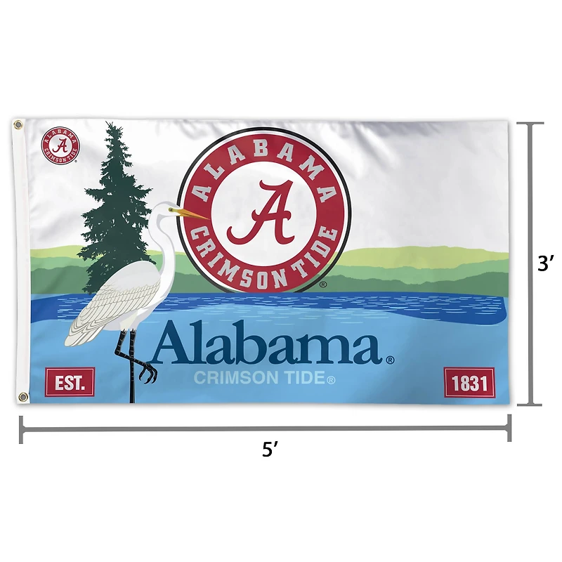 WinCraft Alabama Crimson Tide Alabama State Plaque d'immatriculation unilatérale 3' x 5' Drapeau
