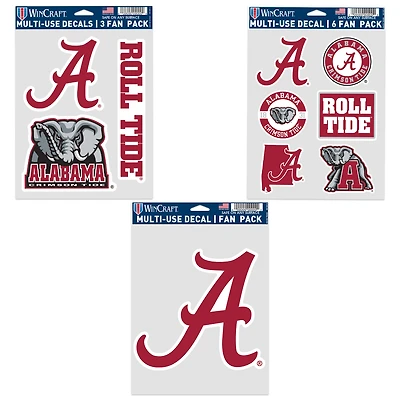 Lot de trois autocollants pour ventilateur WinCraft Alabama Crimson Tide