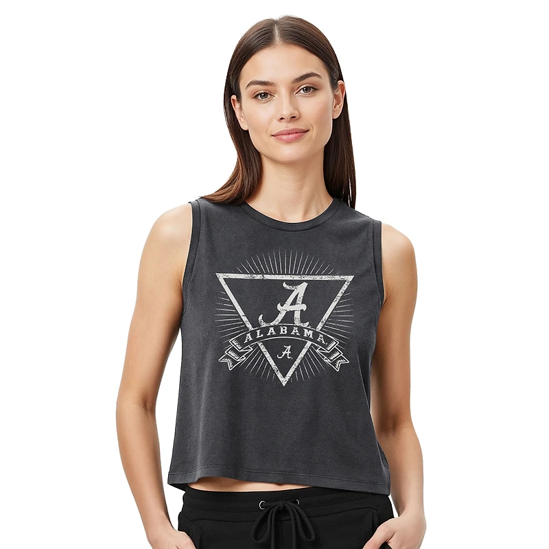 Women's Concepts Sport Charcoal Alabama Crimson Tide Distressed Market French Terry Tank Top