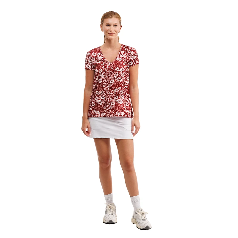 Haut à col en V fleuri Blake pour femme Smith & Quinn Crimson Alabama Tide