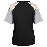 Women's '47 Black Alabama Crimson Tide Underline Harvey Colorblock Raglan Henley T-Shirt