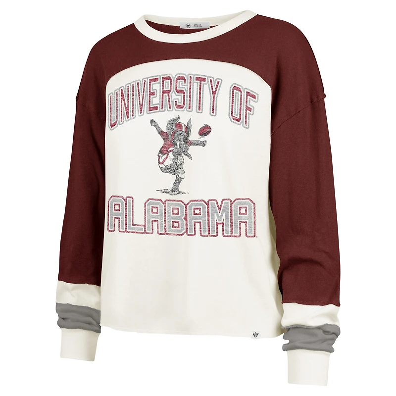 T-shirt à manches longues raglan double tête Alabama Crimson Tide '47 Cream pour femme