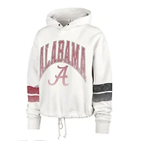Women's '47 Cream Alabama Crimson Tide Harper Adjustable Cropped Pullover Hoodie