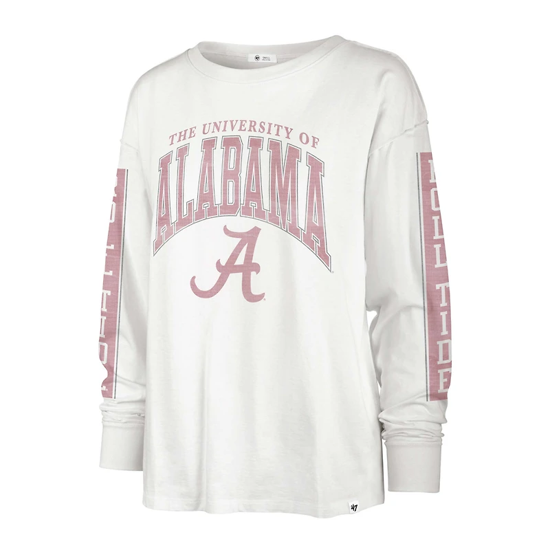 T-shirt à manches longues '47 Cream Alabama Crimson Tide Statement SOA 3-Hit pour femmes