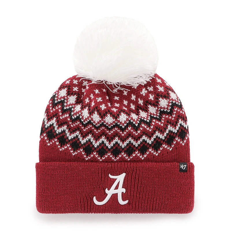 Bonnet Elsa à revers pour femme, modèle '47 Crimson Alabama Crimson Tide, avec pompon