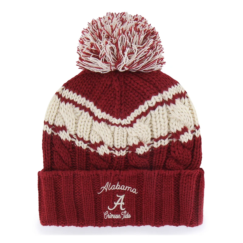 Women's '47 Crimson Alabama Crimson Tide Emma Cuffed Knit Hat with Pom