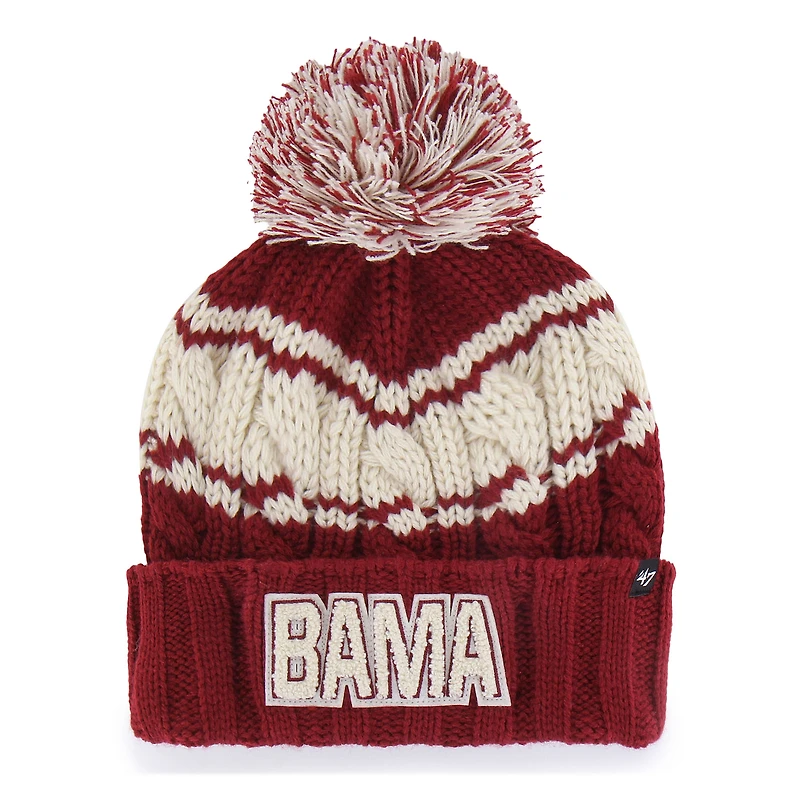 Women's '47 Crimson Alabama Crimson Tide Emma Cuffed Knit Hat with Pom