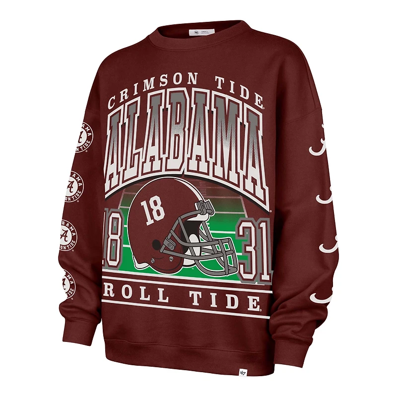 Women's '47 Crimson Alabama Tide Go Big Oversized Pullover Sweatshirt