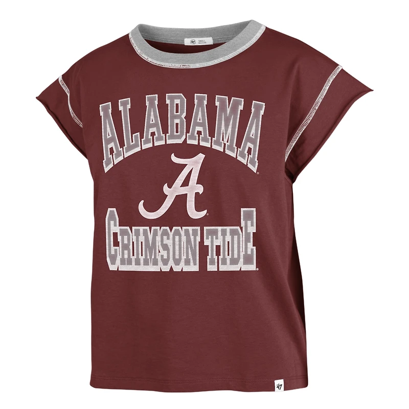 Women's '47 Crimson Alabama Tide Sound Up Maya Cutoff T-Shirt