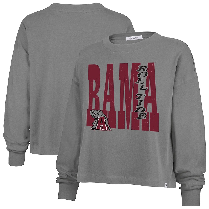 Women's '47 Gray Alabama Crimson Tide Stacked Sydney Long Sleeve T-Shirt