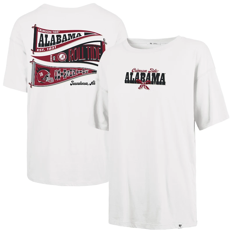 T-shirt Sadie pour femme, blanc, avec fanion Crimson Tide de l'Alabama, année 1947