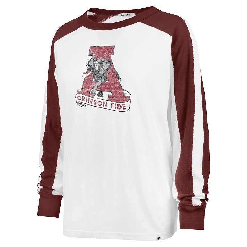 T-shirt blanc à manches longues '47 Alabama Crimson Tide Premier Caribou Raglan pour femmes