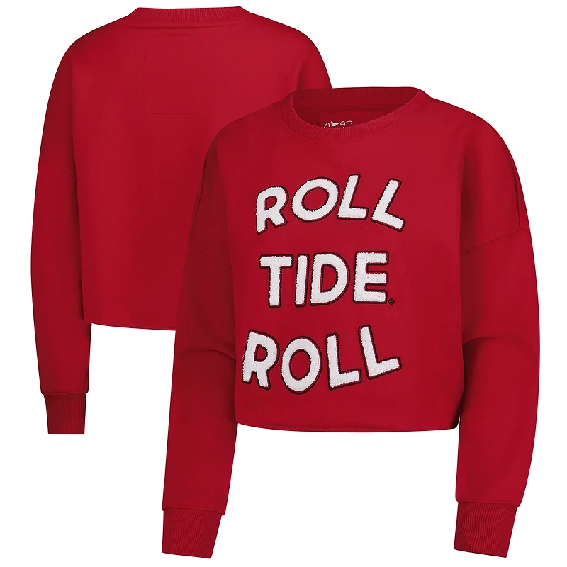 Women's Alabama Crimson Tide Gameday Social Raw Edge Boxy Cropped Sweatshirt