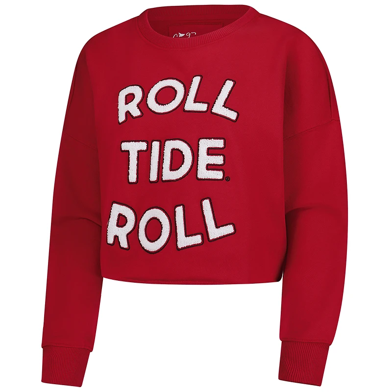Women's Alabama Crimson Tide Gameday Social Raw Edge Boxy Cropped Sweatshirt