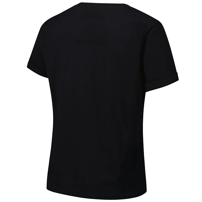 T-shirt noir pour femme avec inscription en perles cousues à la main Alabama Crimson Tide