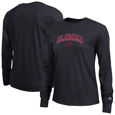 T-shirt à manches longues noir avec logo Arch Over de l'Alabama Crimson Tide pour femme