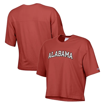 Champion Crimson Alabama Tide T-shirt court carré délavé vintage pour femme