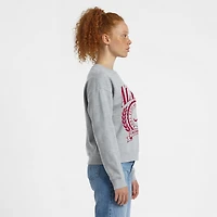 Sweat-shirt à col rond Powerblend gris chiné pour femme, modèle Champion Alabama Crimson Tide, avec écusson académique.
