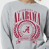 Women's Champion  Heather Gray Alabama Crimson Tide Academic Crest Powerblend Crewneck Sweatshirt