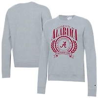 Women's Champion  Heather Gray Alabama Crimson Tide Academic Crest Powerblend Crewneck Sweatshirt