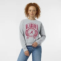 Sweat-shirt à col rond Powerblend gris chiné pour femme, modèle Champion Alabama Crimson Tide, avec écusson académique.