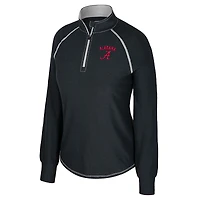 Women's Colosseum Black Alabama Crimson Tide Bikram Raglan Quarter-Zip Top