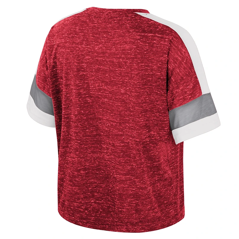 T-shirt à col rond et blocs de couleurs pour femme Colosseum Crimson Alabama Tide