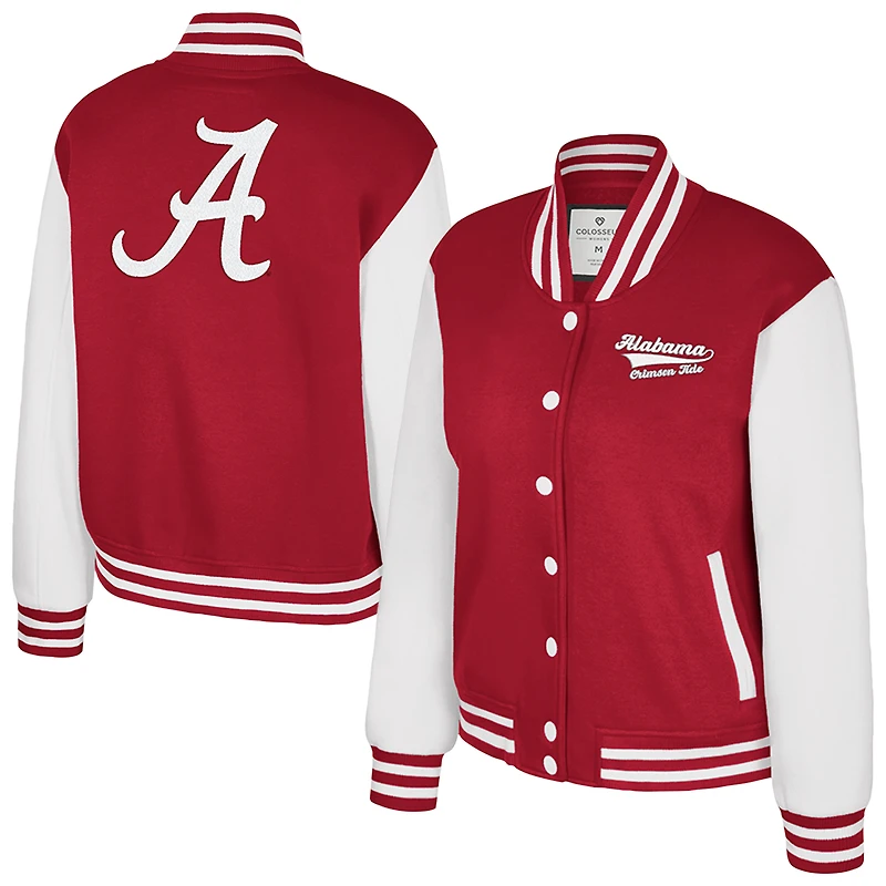 Women's Colosseum Crimson Alabama Tide French Baguette Full Snap Fleece Jacket